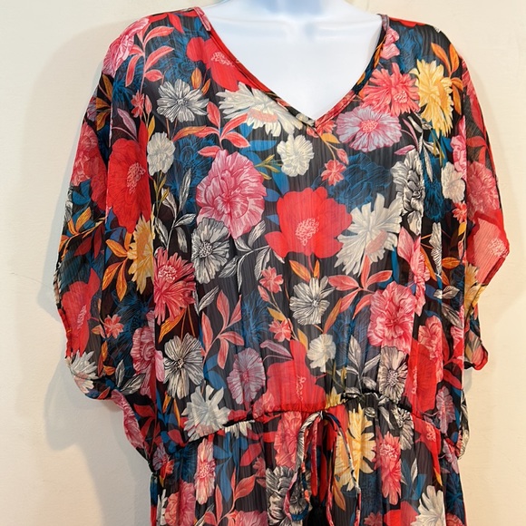 Time and Tru Floral Sheer Side Split Bathing Suit Cover Up Size 1X - Picture 6 of 9